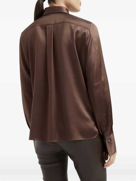 Camasi casual Brunello Cucinelli Silk Shirt MARRONE Femei (BM 19476230) 4