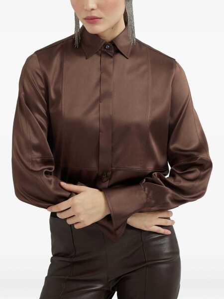 Camasi casual Brunello Cucinelli Silk Shirt MARRONE Femei (BM 19476230) 5