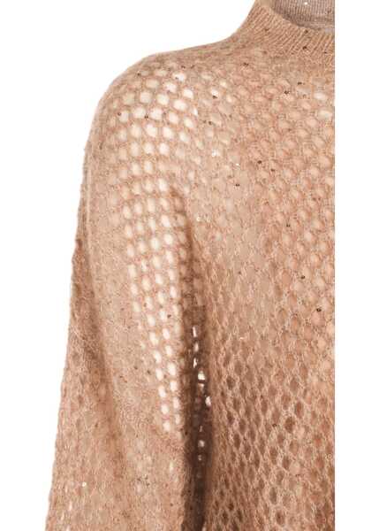 Rochii Brunello Cucinelli Perforated knit Dressss BROWN CALDO Femei (BM 19476239) 4
