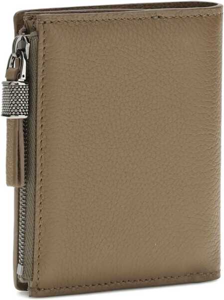 Portofele Brunello Cucinelli Leather Wallet with grain and Shiny Zipper Pull TAWNY Femei (BM 19476248) 2