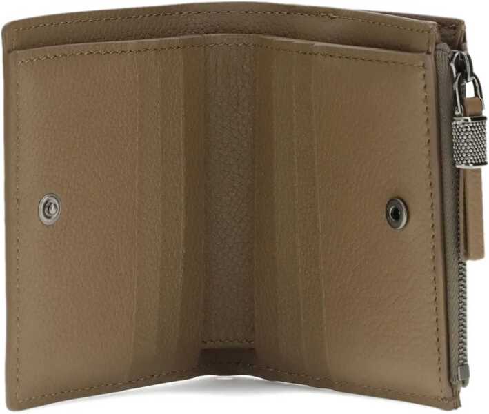 Portofele Brunello Cucinelli Leather Wallet with grain and Shiny Zipper Pull TAWNY Femei (BM 19476248) 3