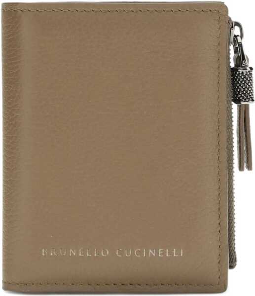 Portofele Brunello Cucinelli Leather Wallet with grain and Shiny Zipper Pull TAWNY Femei (BM 19476248) 1