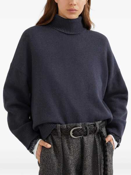 Pulovere Brunello Cucinelli Cashmere and silk Sweater BLU FREDDO Femei (BM 19476251) 3