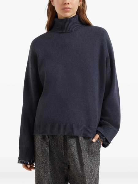 Pulovere Brunello Cucinelli Cashmere and silk Sweater BLU FREDDO Femei (BM 19476251) 4