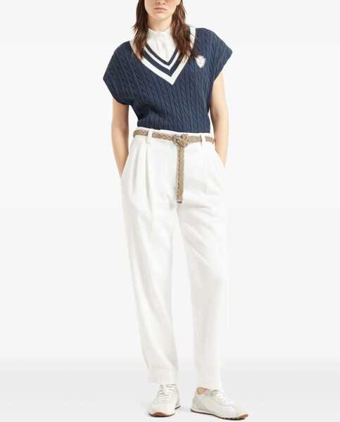 Veste casual Brunello Cucinelli Aran-patterned Vest BLU FREDDOPANAMA Femei (BM 19476260) 2