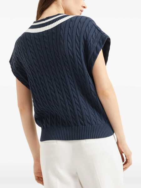 Veste casual Brunello Cucinelli Aran-patterned Vest BLU FREDDOPANAMA Femei (BM 19476260) 4