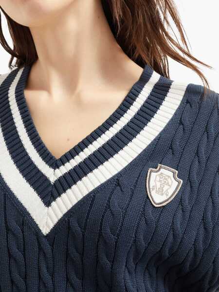 Veste casual Brunello Cucinelli Aran-patterned Vest BLU FREDDOPANAMA Femei (BM 19476260) 5