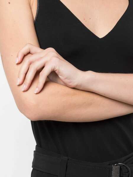 Topuri Brunello Cucinelli Top with embellishments NERO Femei (BM 19476272) 5