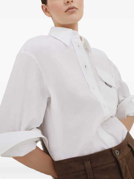 Camasi casual Brunello Cucinelli Cotton poplin Shirt BIANCO Femei (BM 19476281) 5