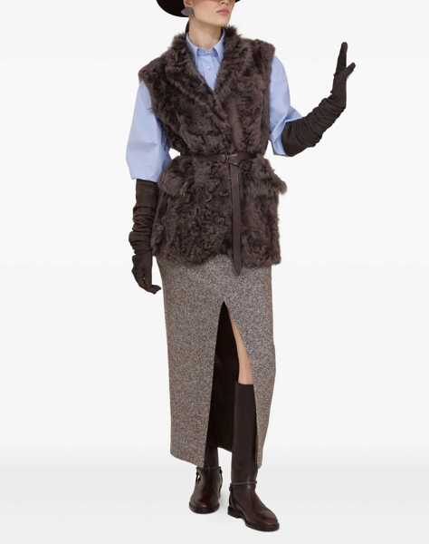 Fuste Brunello Cucinelli Long pencil Skirt MARRONE/GRIGIO/PANAMA Femei (BM 19476299) 2