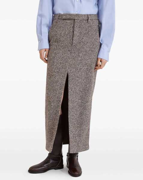 Fuste Brunello Cucinelli Long pencil Skirt MARRONE/GRIGIO/PANAMA Femei (BM 19476299) 3