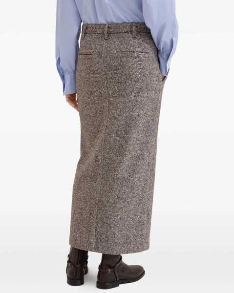 Fuste Brunello Cucinelli Long pencil Skirt MARRONE/GRIGIO/PANAMA Femei (BM 19476299) 4
