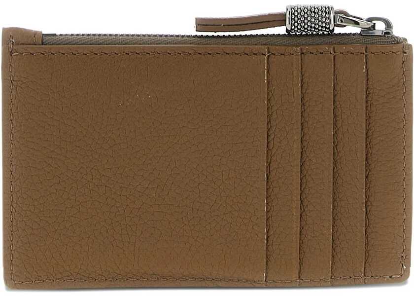 Portofele Brunello Cucinelli Leather Card Holder with grain and Shiny Zipper Pull TAWNY Femei (BM 19476326) 2