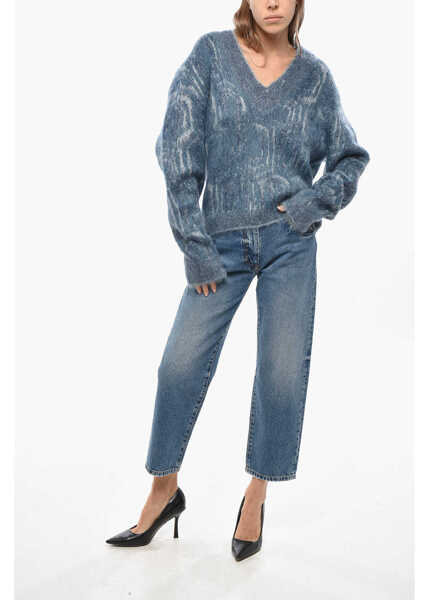 Pulovere GENNY Oversized V-Neck Sweater Blue Femei (BM 19476398) 4