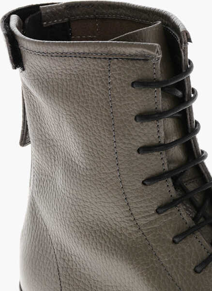 Botine Woolrich Textured Letaher Combat Boots With Contrasting Sole Brown Femei (BM 19476404) 4