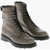 Woolrich Textured Letaher Combat Boots With Contrasting Sole Brown