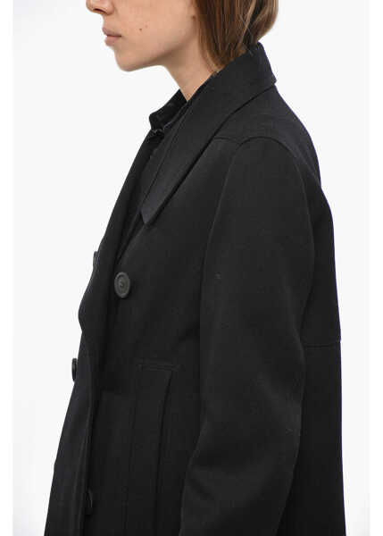 Paltoane Rick Owens Porterville Double-Breasted Officier Twill Wool Coat Black Femei (BM 19476413) 2