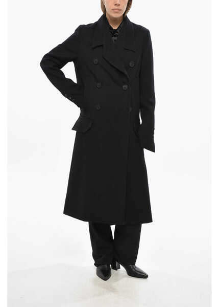Paltoane Rick Owens Porterville Double-Breasted Officier Twill Wool Coat Black Femei (BM 19476413) 4
