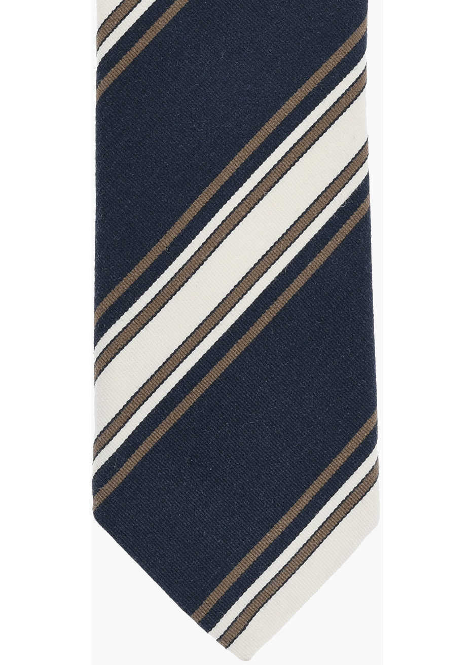 Cravate CORNELIANI Regimental Striped Cotton And Silk Tie Blue Barbati (BM 19476416) 2