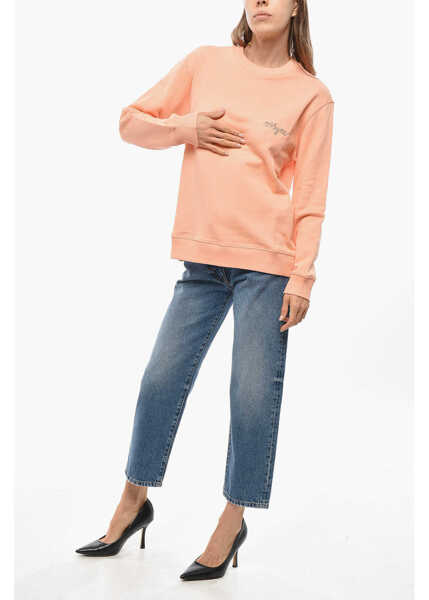Bluze de trening MSGM Cotton Crew-Neck Sweatshirt With Embroidery Logo Orange Femei (BM 19476440) 4