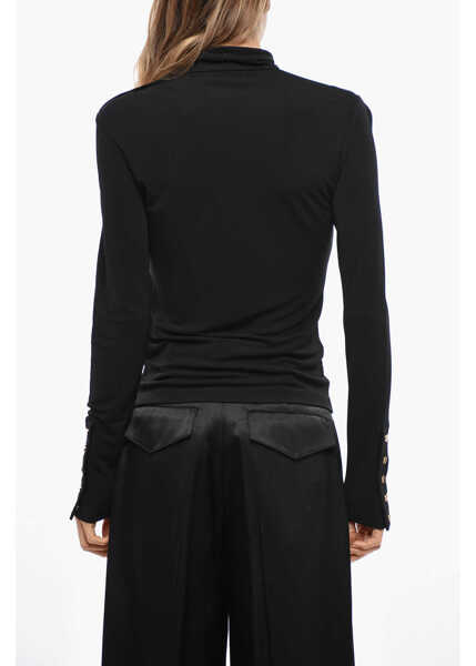 Bluze Tory Burch Turtleneck Viscose Top With Buttoned Detail Black Femei (BM 19476443) 3