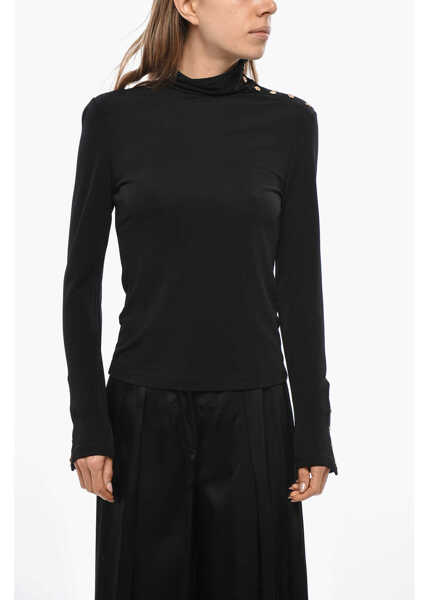 Bluze Tory Burch Turtleneck Viscose Top With Buttoned Detail Black Femei (BM 19476443) 1