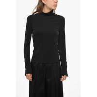Bluze Turtleneck Viscose Top With Buttoned Detail Femei