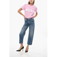 Blugi drepti MSGM Dama - Blugi drepti MSGM Regular Waist And Regular Fit Jeans 18Cm Blue Femei (BM 19476452) - B-mall.ro