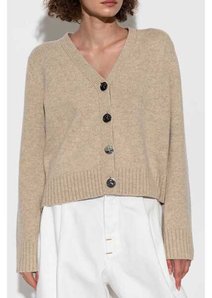 Cardigane Tory Burch Wool Cardigan With Silver Effect Buttons Beige Femei (BM 19476458) 3