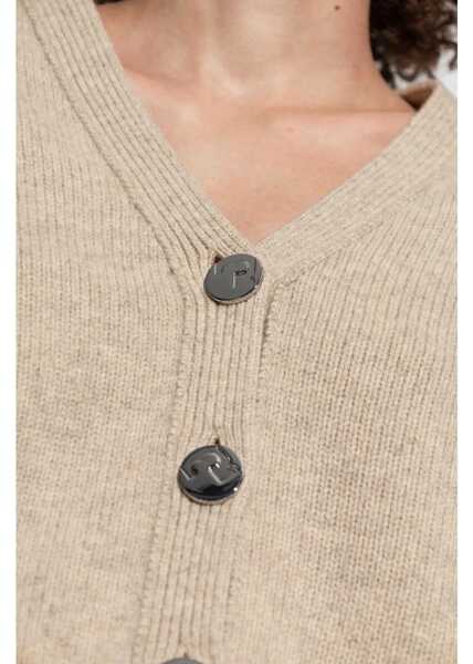 Cardigane Tory Burch Wool Cardigan With Silver Effect Buttons Beige Femei (BM 19476458) 5