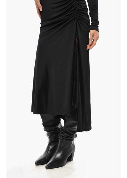 Rochii lungi Givenchy Draped Sheath Dress With Monogram Sheer Detail Black Femei (BM 19476473) 4