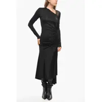 Rochii lungi Draped Sheath Dress With Monogram Sheer Detail Femei