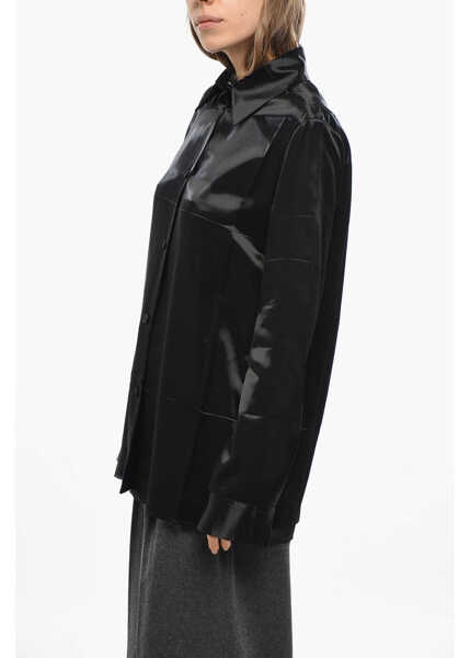Camasi casual Jil Sander Spread Collar Satin Shirt Black Femei (BM 19476485) 2