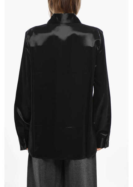 Camasi casual Jil Sander Spread Collar Satin Shirt Black Femei (BM 19476485) 3
