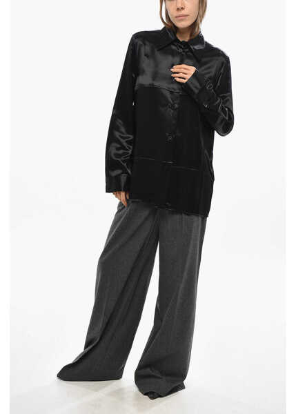 Camasi casual Jil Sander Spread Collar Satin Shirt Black Femei (BM 19476485) 4