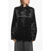 Camasi casual Spread Collar Satin Shirt Femei