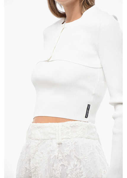 Cardigane Alexander Wang Cropped Ribbed Cami Cardigan With Tank Twinset White Femei (BM 19476509) 2