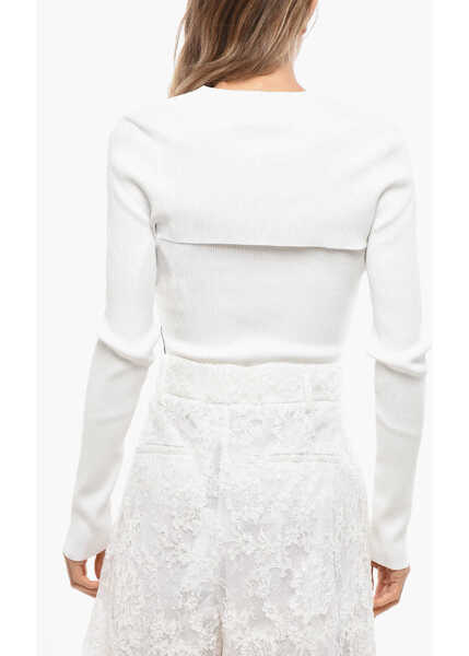 Cardigane Alexander Wang Cropped Ribbed Cami Cardigan With Tank Twinset White Femei (BM 19476509) 4