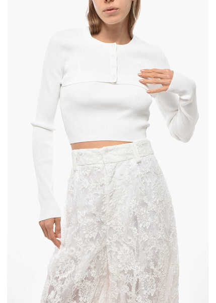 Cardigane Alexander Wang Cropped Ribbed Cami Cardigan With Tank Twinset White Femei (BM 19476509) 1