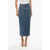 Alessandra Rich Denim Pencil Dress With Rhinestones Blue