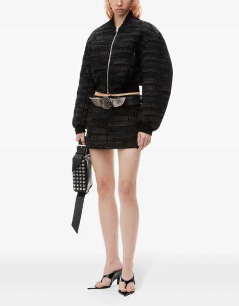 Bomber jacket Alexander Wang Embroidered Denim Cropped Fit Bomber Jacket Black Femei (BM 19476596) 2