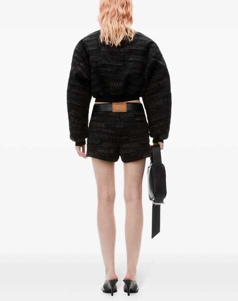 Bomber jacket Alexander Wang Embroidered Denim Cropped Fit Bomber Jacket Black Femei (BM 19476596) 3