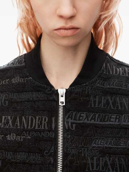 Bomber jacket Alexander Wang Embroidered Denim Cropped Fit Bomber Jacket Black Femei (BM 19476596) 4