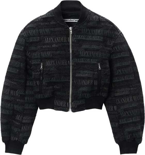 Bomber jacket Alexander Wang Embroidered Denim Cropped Fit Bomber Jacket Black Femei (BM 19476596) 1