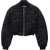 Alexander Wang Embroidered Denim Cropped Fit Bomber Jacket Black