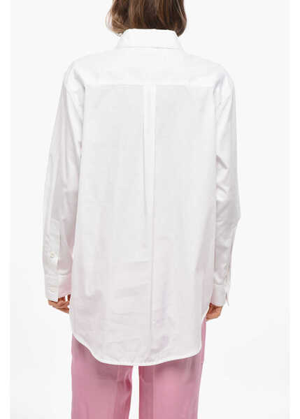 Camasi casual Bottega Veneta Popeline Cotton Ruffle Front Shirt White Femei (BM 19476602) 3