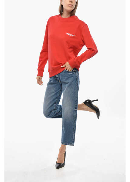 Bluze de trening MSGM Cotton Crew-Neck Sweatshirt With Embroidery Logo Red Femei (BM 19476605) 4