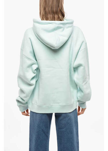 Bluze de trening MAISON KITSUN Fleeced-Cotton Hoodie With Embroidery Light Blue Femei (BM 19476614) 3