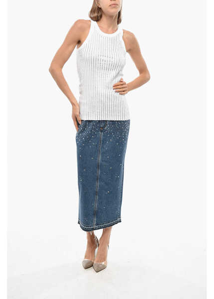 Bluze THE ATTICO All-Over Jewels Tank Top White Femei (BM 19476647) 4