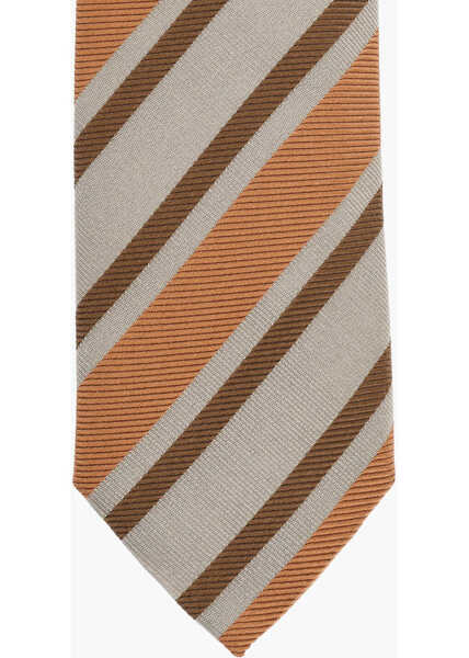 Cravate CORNELIANI Regimental Striped Silk Tie Orange Barbati (BM 19476653) 2